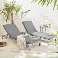 Sweeek - 2er Set Sonnenliegen aus Polyrattan - Pisa x2 Grautöne / Grau meliert Sweeek - 2er Set Sonnenliegen aus Polyrattan - Pisa x2 Grautöne / Grau meliert von SWEEEK