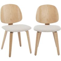 2er-Set Stühle, gewölbtes Holz mit Dekor und Bouclé-Bezug - Sweeek 2er-Set Stühle, gewölbtes Holz mit Dekor und Bouclé-Bezug - Sweeek von SWEEEK