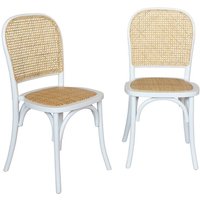 Sweeek - 2er-Set Stühle aus Holz und Rattan im Vintage-Stil von SWEEEK