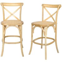 Sweeek - 2er-Set Vintage Bistro-Barhocker aus Holz Sweeek - 2er-Set Vintage Bistro-Barhocker aus Holz von SWEEEK