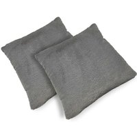 2er-Set Webfell-Kissen mit Füllung aus Kunstpelz 40 x 40 cm , Polyester, Dunkelgrau - Sweeek von SWEEEK