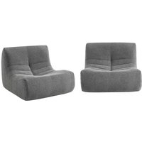 Sweeek - 2er-Set modulare 1-Sitzer Sessel mit strukturiertem Bouclé-Bezug, Bouclé, Grau von SWEEEK