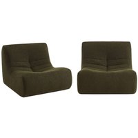 Sweeek - 2er-Set modulare 1-Sitzer Sessel mit strukturiertem Bouclé-Bezug, Bouclé, Khaki von SWEEEK