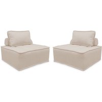 Sweeek - 2er Set modulierbare Sessel ohne Armlehne, kapitoniert, Polyester, Creme Sweeek - 2er Set modulierbare Sessel ohne Armlehne, kapitoniert, Polyester, Creme von SWEEEK