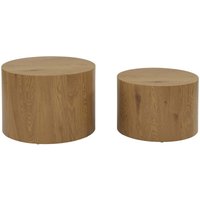 Sweeek - 2er-Set runde Couchtische mit Eichenholz-Look Sweeek - 2er-Set runde Couchtische mit Eichenholz-Look von SWEEEK