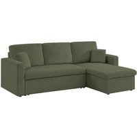 Sweeek - 3-Sitzer Ecksofa mit Schlaffunktion, Cord, Khaki Sweeek - 3-Sitzer Ecksofa mit Schlaffunktion, Cord, Khaki von SWEEEK