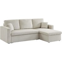 3-Sitzer Ecksofa mit Schlaffunktion, Cord, Greige - Sweeek von SWEEEK