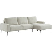 Sweeek - 3-Sitzer-Sofa mit Stoffbezug - Recamiere rechts, Polyester, Creme von SWEEEK
