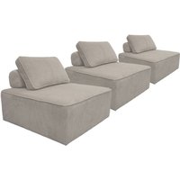Sweeek - 3er-Set Sessel für modulares Sofa Cordbezug, Cord, Hellgrau von SWEEEK