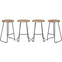 Sweeek - 4er-Set Barhocker aus Mangoholz und Stahl, Fußstütze, 65cm Sweeek - 4er-Set Barhocker aus Mangoholz und Stahl, Fußstütze, 65cm von SWEEEK