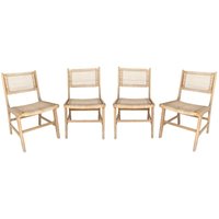 Sweeek - 4er-Set Gartenstühle aus Holz mit Geflecht von SWEEEK