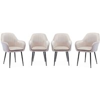 4er-Set Samt-Sessel mit Metallbeinen , Samt, Antikweiß - Sweeek 4er-Set Samt-Sessel mit Metallbeinen , Samt, Antikweiß - Sweeek von SWEEEK