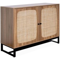 Anrichte mit Rohrgeflecht und Holzdekor 2 Türen 100 cm - Sweeek von SWEEEK