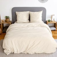 Bettwäche-Set sandgelb aus vorgewaschener Mikrofaser für ein Doppelbett - 240 x 220 cm - Sweeek von SWEEEK