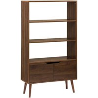 Sweeek - Bücherregal in nussbaumfarbener Holzoptik, 2 Türen 3 Ebenen von SWEEEK