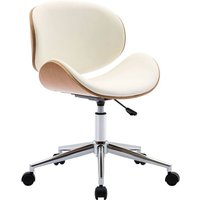 Sweeek - Bürostuhl mit Rollen gewölbtes Holzdekor und Kunstleder von SWEEEK