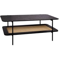 Sweeek - Couchtisch mit Holzeffekt und Rohrgeflecht Doppelplatte 110 cm von SWEEEK