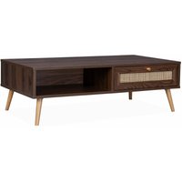 Couchtisch mit Rattangeflecht 110 x 59 x 39 cm - Dunkles Holz - Sweeek von SWEEEK