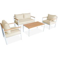 Gartenmöbelset für 4 Personen aus FSC-Akazienholz und Aluminium Weiß / Beige - Weiß - Sweeek von SWEEEK
