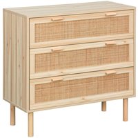 Sweeek - Kommode mit 3 Schubladen Rohrgeflecht und Holzlook von SWEEEK