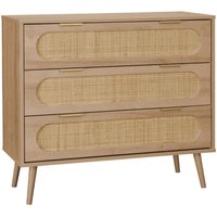 Kommode mit Holzdekor und abgerundetem Rohrgeflecht 3 Schubladen - Sweeek von SWEEEK
