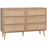 Kommode mit Holzlook, Rohrgeflecht und 6 Schubladen - Sweeek von SWEEEK