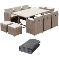 Sweeek - Lounge-Set aus Polyrattan 6-10 Sitzplätze + Schutzhülle dunkelgrau Beige / Beige von SWEEEK