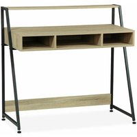 Schreibtisch aus Metall und Holzoptik 1 Regal und 3 Aufbewahrungsfächer - Holzfarben - Sweeek von SWEEEK