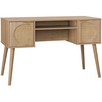 Sweeek - Schreibtisch mit Holzdekor und Rohrgeflecht, 2 Türen von SWEEEK
