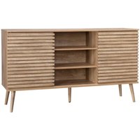 Skandinavisches Sideboard in Holzdekor mit 2 geriffelten Schiebetüren b 140 cm - Sweeek von SWEEEK