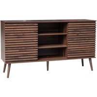 Skandinavisches Sideboard in Holzdekor mit 2 geriffelten Schiebetüren b 140 cm - Sweeek von SWEEEK