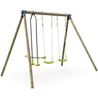 Naroit Holzspielplatz mit Wippe und 2 Schaukeln - Grün - Sweeek von SWEEEK