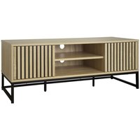 Sweeek - TV-Möbel in gerilltem Holzdekor und schwarzem Metall 2 Türen b 120 von SWEEEK