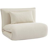 sweeek - 1-Sitzer Schlafsessel mit Bezug aus strukturiertem Bouclé, Strukturiertes Bouclé, Antikweiß von SWEEEK
