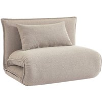 sweeek - 1-Sitzer Schlafsessel mit Bezug aus strukturiertem Bouclé, Strukturiertes Bouclé, Beige von SWEEEK