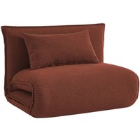 sweeek - 1-Sitzer Schlafsessel mit Bezug aus strukturiertem Bouclé, Strukturiertes Bouclé, Terrakotta von SWEEEK