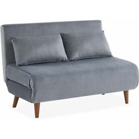 sweeek - 2-Sitzer Schlafsofa mit Holzbeinen, Samt, Dunkelgrau von SWEEEK
