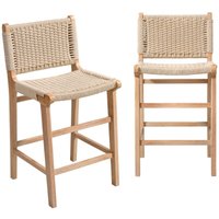sweeek - 2er-Set Barhocker aus Heveaholz mit Seilbespannung Natur / Beige sweeek - 2er-Set Barhocker aus Heveaholz mit Seilbespannung Natur / Beige von SWEEEK