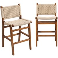 sweeek - 2er-Set Barhocker aus Heveaholz mit Seilbespannung Nussbaumlook / Beige sweeek - 2er-Set Barhocker aus Heveaholz mit Seilbespannung Nussbaumlook / Beige von SWEEEK