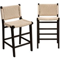 sweeek - 2er-Set Barhocker aus Heveaholz mit Seilbespannung Schwarz / Beige sweeek - 2er-Set Barhocker aus Heveaholz mit Seilbespannung Schwarz / Beige von SWEEEK