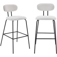 sweeek - 2er Set Barhocker mit nussbaumfarbenem Holzdekor, wasserabweisendem Stoff und schwarzen Metallbeinen sweeek - 2er Set Barhocker mit nussbaumfarbenem Holzdekor, wasserabweisendem Stoff und schwarzen Metallbeinen von SWEEEK