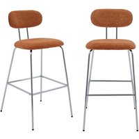 sweeek - 2er-Set Barhocker nussbaumfarbenes Holzdekor, wasserabweisender Stoff und verchromte Metallbeine sweeek - 2er-Set Barhocker nussbaumfarbenes Holzdekor, wasserabweisender Stoff und verchromte Metallbeine von SWEEEK