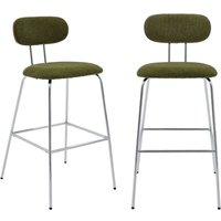 sweeek - 2er-Set Barhocker nussbaumfarbenes Holzdekor, wasserabweisender Stoff und verchromte Metallbeine sweeek - 2er-Set Barhocker nussbaumfarbenes Holzdekor, wasserabweisender Stoff und verchromte Metallbeine von SWEEEK