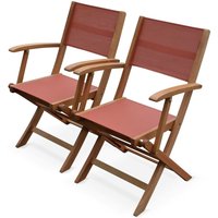 sweeek - 2er-Set Gartensessel aus Holz, Klappbar Terrakotta / Terrakotta von SWEEEK