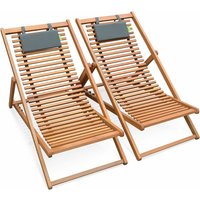2er Set Holzliegestuhl - Bilbao Holzfarben / Grau - Holzfarben - Sweeek von SWEEEK