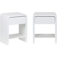 sweeek - 2er-Set Nachttisch mit geriffeltem Holzlook 1 Schublade, 1 Regal von SWEEEK