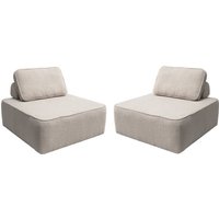 sweeek - 2er-Set Sessel Einsitzer für modulares Bouclé-Sofa, Bouclé, Beige von SWEEEK
