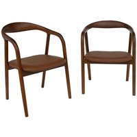 sweeek - 2er-Set Sessel aus Hevea-Holz und Kunstleder Nussbaumfarben / Braun von SWEEEK