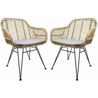 Sweeek - 2er Set Sessel aus Rattan Natur und Metall - Natur von SWEEEK