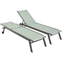 sweeek - 2er-Set Sonnenliegen, Multiposition mit Rädern Anthrazit / Graugrün sweeek - 2er-Set Sonnenliegen, Multiposition mit Rädern Anthrazit / Graugrün von SWEEEK